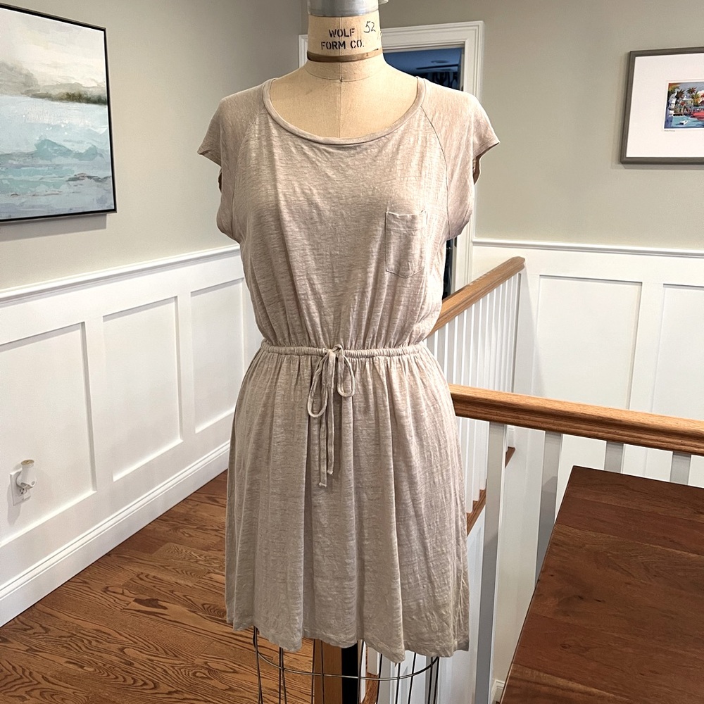 Cynthia Rowley 100% linen dress in beige, size S
